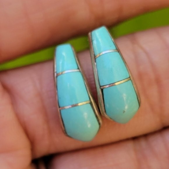 Gorgeous Native American handmade baby blue turquoise inlay 925 sterling silver - Picture 8 of 16